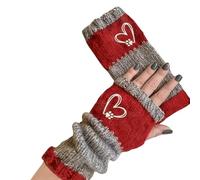 Guanti Senza Dita Caldi - 8,66x3,35 Pollici, Ricamo A Cuore E Giunzione Per Freddo - Mittene Calde In Maglia | Per Ciclismo Campeggio Motociclismo Escursionismo Attività All'aperto E Inverno