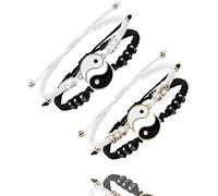Guanyj 4 Piezas Pulsera, Yin Yang pulsera,Pulseras de Pareja, Pulsera Amistad,Mejor Amigo Pulseras,Pulsera Ajustable,Pulseras San Valentín para Parejas,para Bff Relación de Amistad Novio Novia Regalo