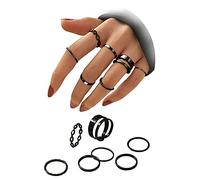 Guanyj - Juego de 7 anillos de estilo vintage para mujer y niña - Anillo vintage para mujer, anillos de aleación y niña, apilable dedo, diamantes de imitación, conjunto de anillos boheme joyas, 1,4
