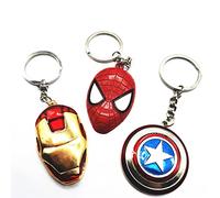 Guanyj xlwens 3 Pcs Llavero,The Avengers Llavero,Llavero,Llaveros de Metal para Niños y Adultos,Spider, Iron, escudos, Apto para Decorar Mochilas, Llaves de Coche