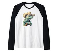 guapo camaleón con un sombrero y una actitud Camiseta Manga Raglan