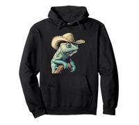 guapo camaleón con un sombrero y una actitud Sudadera con Capucha