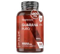 Guaraná Puro 4800mg - 180 Cápsulas, Potente Fuente de Cafeína del Extracto de Semillas de Guaraná en Polvo - Suplemento Dietético para Dietas Bajas en Grasas - Para 3 Meses, Vegano, Keto y Sin OGM