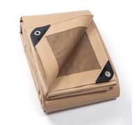 GUARD SHIELD Lona impermeable con ojales, 4 x 4 m, color beige/caqui, 200 g/㎡, lona de protección multiusos, resistente a desgarros, estabilizada a los rayos UV, resistente al moho