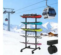Guarda Esquis Estante con Ruedas para Guardar Esquís y Tablas de Snowboard, Soporte Metálico para Esquís y Patinetas, Soporte Grande para Organizar Esquís de Nieve