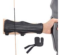 Guardabrazos de Tiro con Arco Protector de Antebrazo de Cuero con Lengüeta de Dedo Accesorio para Tiro con Arco para Adultos,Adolescentes