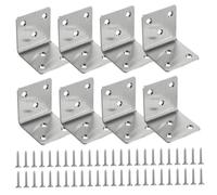 Guardaces de 8 piezas L para estantes Soporte l de acero inoxidable con tornillos 2x2x2 Corner Stag Supporter para silla Cajón Gabinete Sopotes, para madera, soporte de ángulo, esquina, correa