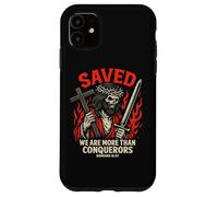 Guardado Christian Gothic Christcore Romanos 8:37 Verso de la Biblia Carcasa para iPhone 11