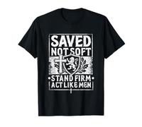 Guardado No S0ft Stand Firm ActLike Christian Men Religious Camiseta