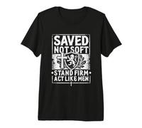 Guardado No S0ft Stand Firm ActLike Christian Men Religious Camiseta Premium