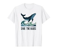 Guardar el Blues Lindo Amante de la Ballena Azul Océano Vida Marina Olas Camiseta