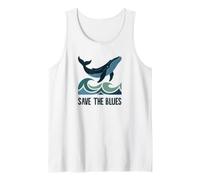 Guardar el Blues Lindo Amante de la Ballena Azul Océano Vida Marina Olas Camiseta sin Mangas