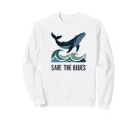 Guardar el Blues Lindo Amante de la Ballena Azul Océano Vida Marina Olas Sudadera