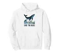 Guardar el Blues Lindo Amante de la Ballena Azul Océano Vida Marina Olas Sudadera con Capucha