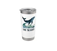 Guardar el Blues Lindo Amante de la Ballena Azul Océano Vida Marina Olas Vaso térmico de acero inoxidable de doble pared