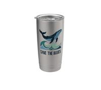 Guardar el Blues Lindo Amante de la Ballena Azul Océano Vida Marina Olas Vaso térmico de acero inoxidable de doble pared