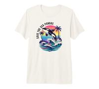 Guardar el mar Pandas Orca Ballena Retro Vintage Océano Vida Silvestre Camiseta Premium