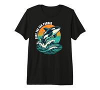 Guardar el mar Pandas Orca Ballena Retro Vintage Océano Vida Silvestre Camiseta Premium