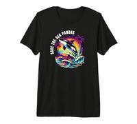 Guardar el mar Pandas Orca Ballena Retro Vintage Océano Vida Silvestre Camiseta Premium