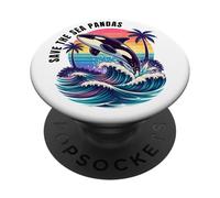 Guardar el mar Pandas Orca Ballena Retro Vintage Océano Vida Silvestre PopSockets PopGrip Adhesivo