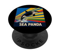 Guardar el mar Pandas Orca Ballena Retro Vintage Océano Vida Silvestre PopSockets PopGrip Adhesivo