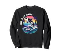 Guardar el mar Pandas Orca Ballena Retro Vintage Océano Vida Silvestre Sudadera