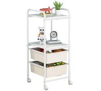 Guardar Juguetes Organizador De Almacenamiento De Juguetes Blanco De 4 Niveles Con Ruedas, Contenedores De Almacenamiento De Juguetes, Caja De Juguetes Para Sala De Juegos Y Dormitorio Dormitorio(B)
