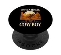Guardar Un Paseo a Caballo Un Bowboy Wild West Southern Country PopSockets PopGrip Adhesivo