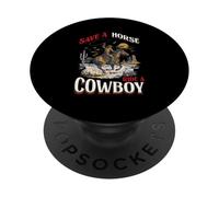 Guardar un Paseo a Caballo Un Vaquero Western Rodeo Ranchos ganaderos PopSockets PopGrip Adhesivo