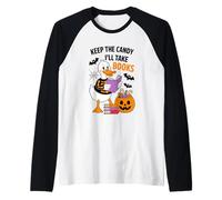 Guárdate los Caramelos, me llevaré Libros Duck Skeleton Camiseta Manga Raglan