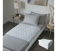 GuardedSleep Almohadilla de Cama Impermeable con Pliegues (2 Pack) | Sábana Lavable de Premium de Adultos o Niños con Incontinencia | Colchoneta Reutilizable para Colchón Individual | Blanco Discreto