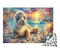Guardia Costera Rompecabezas de Paisaje 1000 Piezas Adultos Papel Reforzado Ejercicio Mental Puzzle Animal Marino Decoración de Pared 70x50cm/1000pcs