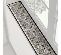 Guardia impermeable del alféizar de la ventana, Funda for alféizar con estampado retro, absorbente y de secado rápido, evita que las mascotas se rayen, puede cortar a medida(Black,12x59IN)