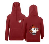 Guardia Llavero Sudadera con Capucha y Estampado de Halloween para niñas, Manga Larga, Cremallera y Bolsillos, Atuendo Informal para niños (Red, 7-8 Years)
