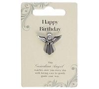 Guardian Angel Broche para cumpleaños, insignia de ángel con diamantes de imitación para hombres y mujeres, regalo con mensaje inspirador, pines de solapa, plata, talla única, unisex