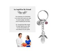 Guardian Angel Keyring Silver Tone Charm Key Ring Protection Angel Gifts Memorial Key Chain Gift Prayer Blessing Gifts Angel