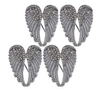 Guardian Angel Wings Broche Pin for Women, 4pcs Pin de broche con incrustaciones de diez limones, clip clip de clavija de chal (Negro)