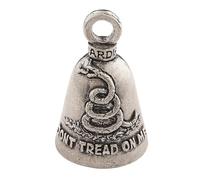 Guardian Bell - Campanilla de la suerte diseño «Don't Tread On Me» con llavero y bolsa de terciopelo negro, para motocicleta, peltre sin plomo, para la buena suerte, amigos y familia, hecha en EE. UU