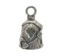 Guardian Bell Grim Reaper - Campana de buena suerte con llavero y bolsa de regalo de terciopelo negro | Campana de motocicleta | Peltre sin plomo | Regalo de buena suerte para amigos y familiares |