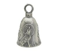 Guardian Bell Howling Wolf Good Luck Bell w/Keyring & Black Velvet Gift Bag | Motorcycle Bell | Lead-Free Pewter | Made in USA