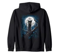 Guardián de la Luna Gato Celestial Luna Noche Mística Obra de Arte Sudadera con Capucha