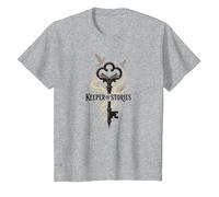 Guardián de Las Historias: Clave mágica para los reinos literarios Camiseta, Niños, Gris Jaspeado, 12 años