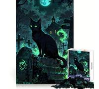 Guardián del Inframundo︰ El Gato del Cementerio Rompecabezas de 1000 Piezas para Adultos Juguete para ejercitar la Mente Arte de ensamblaje antiestrés Regalo para Festivales (38x26cm)