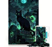 Guardián del Inframundo︰ El Gato del Cementerio Rompecabezas de 1000 Piezas para Adultos Juguete para ejercitar la Mente Arte de ensamblaje antiestrés Regalo para Festivales (38x26cm)