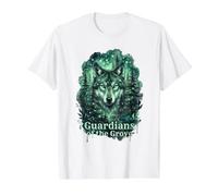 Guardianes de la Arboleda Lobo Bosque Bosque Naturaleza Arte Camiseta gráfica económica, Hombre, Blanco, XL