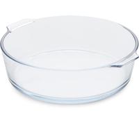 Guardini, Bandeja redonda con asas, de vidrio borosilicato, resistente a los golpes térmicos, diámetro 21 cm - 1,6 l, transparente/azul