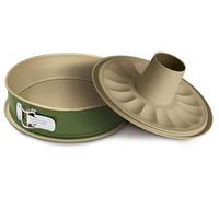 Guardini, Bnat, Tartera Desmontable Doble con Bandeja Recolectora, 26cm. Material: Acero con Revestimiento Antiadherente de Cera de Carnauba, Color Verde y Beige.