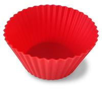 Guardini, Juego de 4 moldes para hornear Ø 7 cm, Ideal para freidora, Silicona de calidad alimentaria, Rojo, Made in Italy, Línea Air Fryer