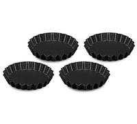 Guardini, Juego de 4 moldes para Tarta Ø 12 cm, Acero con Revestimiento Antiadherente, Negro, Made in Italy, Línea Arianna