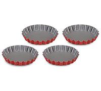 Guardini, Juego de 4 moldes para tarta Ø 12 cm, Acero con revestimiento antiadherente, Rojo y Gris, Made in Italy, Línea Rossana